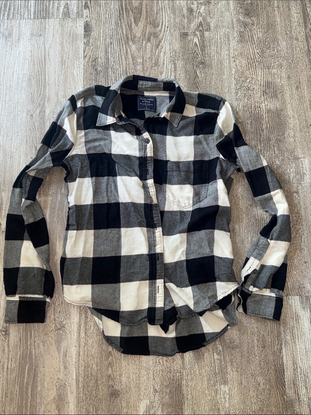 Abercrombie & Fitch Navy and White Plaid Button-Down Shirt